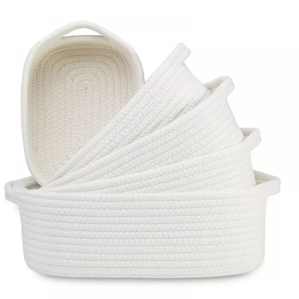 Set de 5 Canastas Ovaladas de Hilo 36x24/36x23/31x21/28x19/25x17 cm