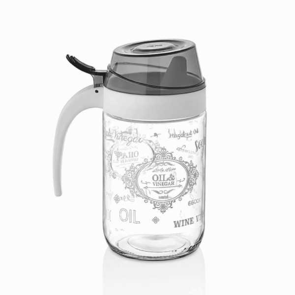 Aceitera de Vidrio Decorada con Asa y Pico Vertedor 660 ml
