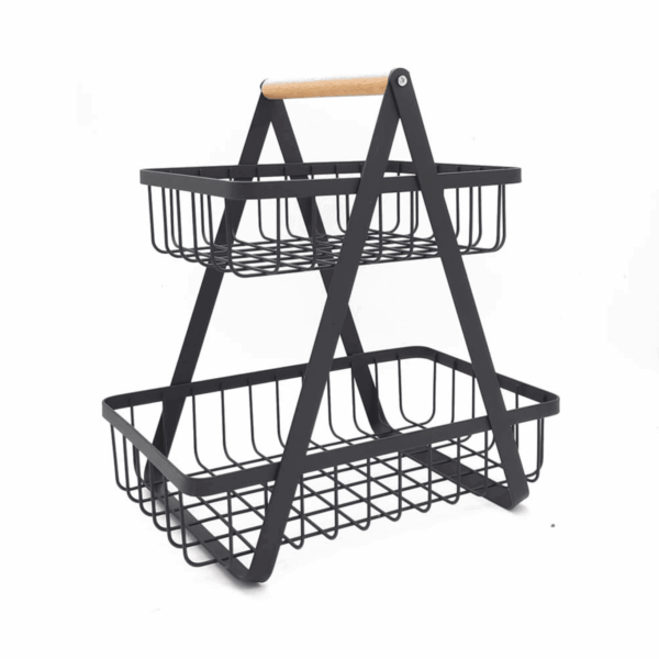 Canasto Doble de Metal Negro 17 x 27 x 29 cm