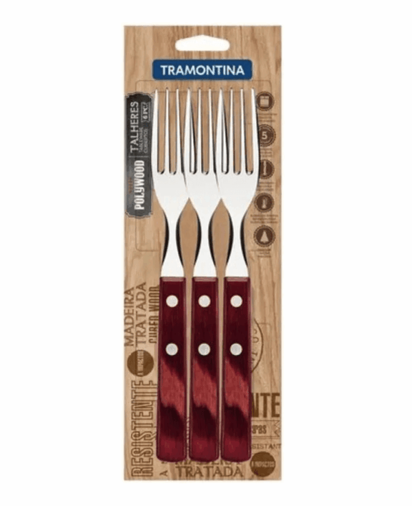 Tenedores de Mesa Tramontina Polywood Mango Madera x3